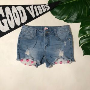 Distressed Heart Pocket Jean Cut offs, Girls 12